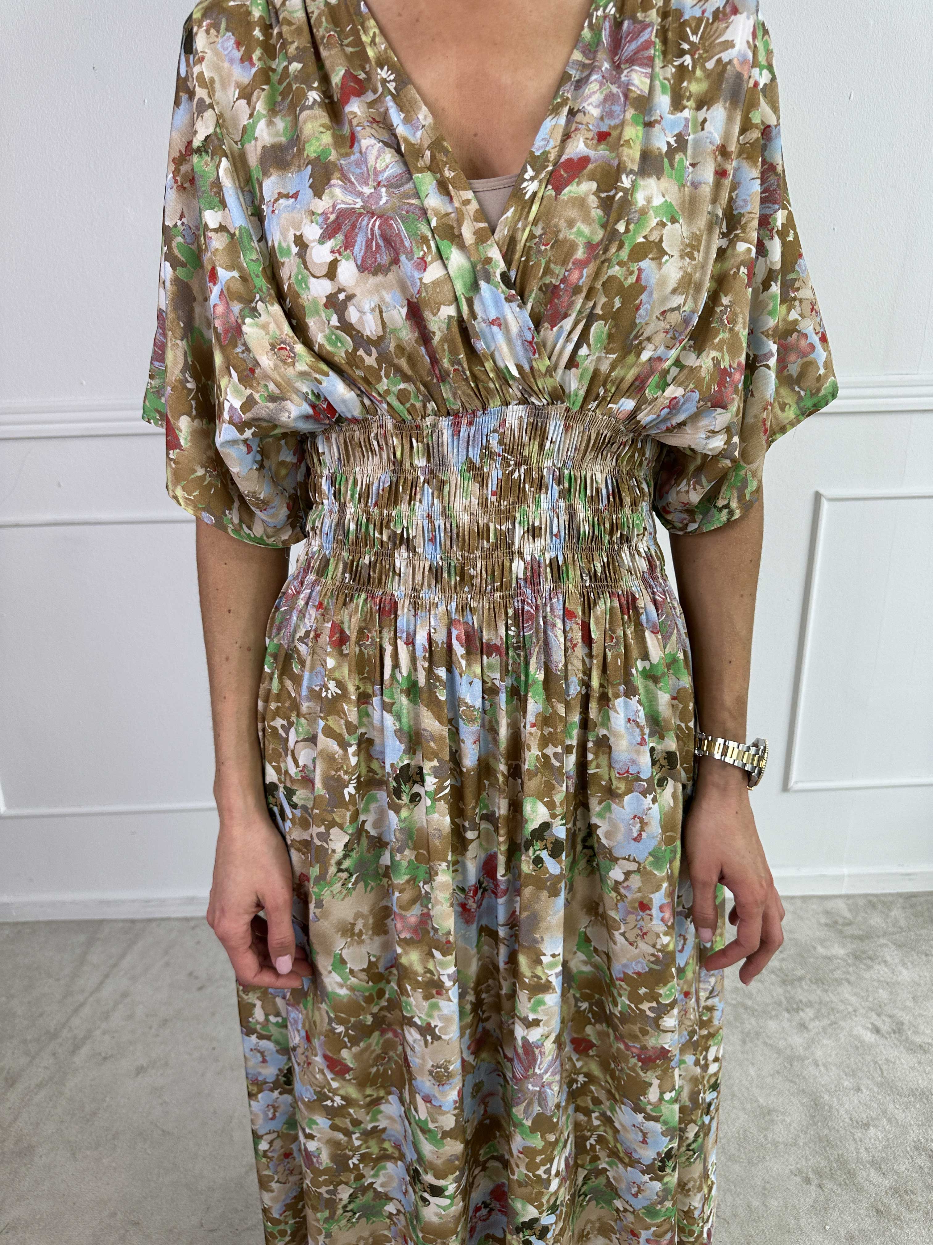 Pams Flower Viscose - Kjole i viskose med blomsterprint og smock